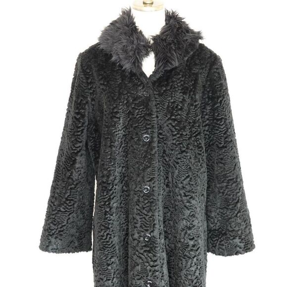 Vintage Persian Lamb Coat (Possibly Faux) with Faux Fur Collar Black Size Unknow - Picture 3 of 16